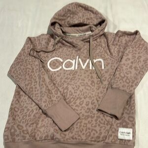 Calvin Klein pink leopard print  hooded sweatshirt